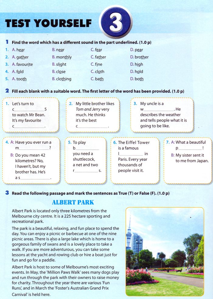 Đề kiểm tra 1 tiết môn Tiếng Anh lớp 6 Chương trình mới