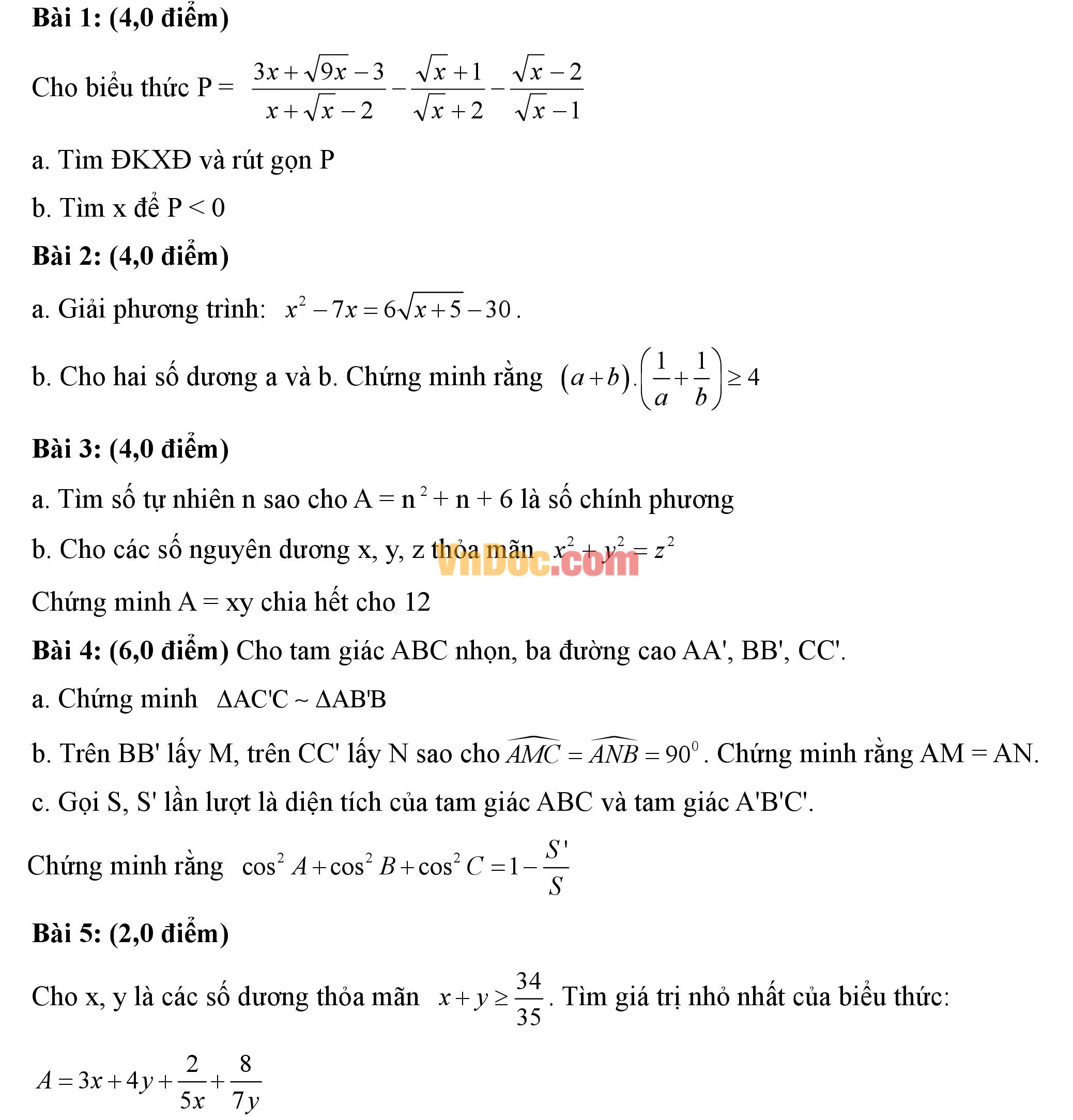 Đề thi hsg môn toán lớp 9
