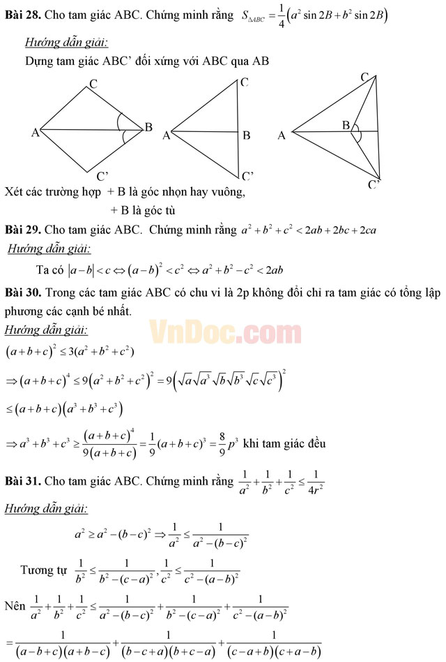 35 bài tập hệ thức lượng trong tam giác có hướng dẫn