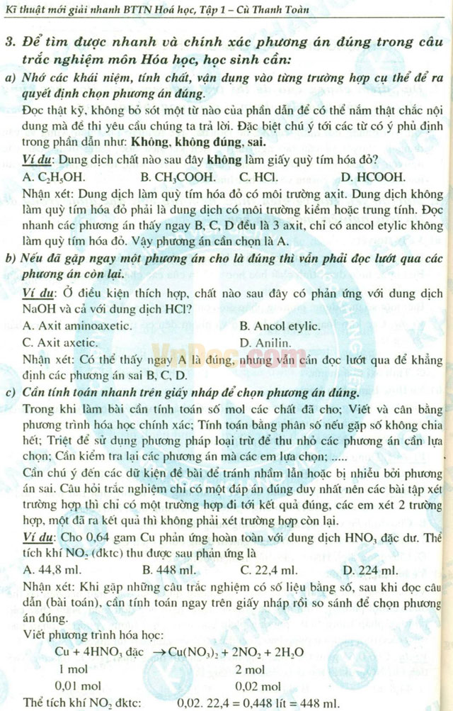 Kỹ thuật mới giải nhanh bài tập hóa học - Tập 1: Hóa học đại cương Kỹ thuật mới giải nhanh bài tập hóa học - Tập 1: Hóa học đại cương