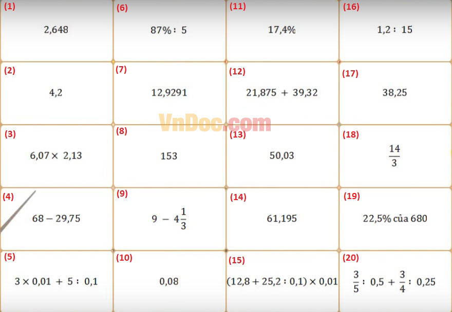 Đề thi giải Toán trên mạng lớp 5 có đáp án