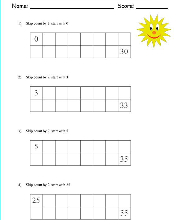 Bài tập Toán Tiếng Anh lớp 1: Skip Counting by 1 Digit