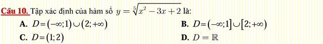 Câu hỏi trắc nghiệm môn Toán lớp 12: Hàm số lũy thừa - Hàm số mũ