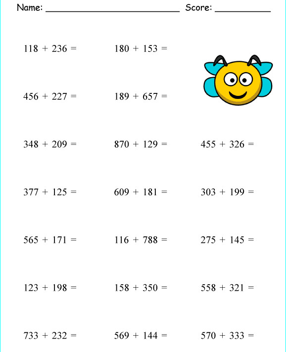 Cộng các số có 3 chữ số (có nhớ 1 lần)