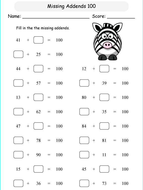Bài tập Toán Tiếng Anh lớp 2: Missing Addends, Mixed Addition and Subtraction