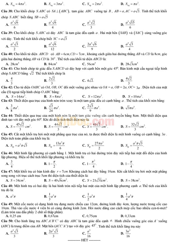 Bộ đề thi thử THPT Quốc gia năm 2017 môn Toán có đáp án