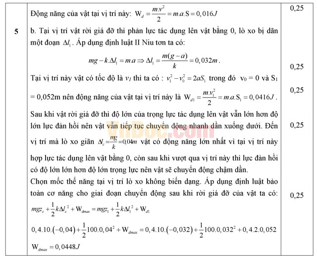 Đề thi học kì 2 môn Vật lý lớp 10 có đáp án