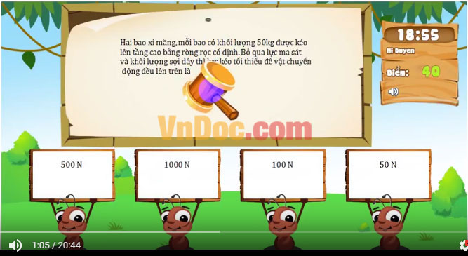 Đề thi Violympic Vật Lý lớp 6 vòng 8