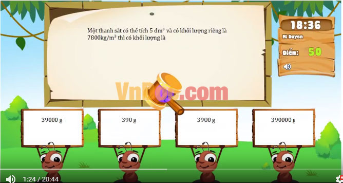 Đề thi Violympic Vật Lý lớp 6 vòng 8