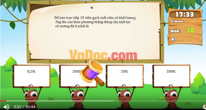 Đề thi Violympic Vật Lý lớp 6 vòng 8