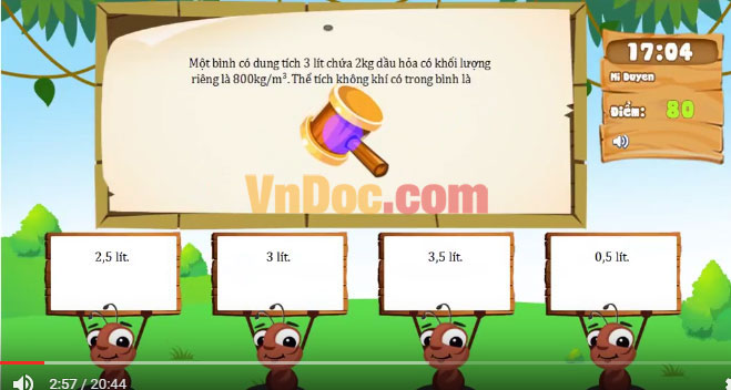 Đề thi Violympic Vật Lý lớp 6 vòng 8