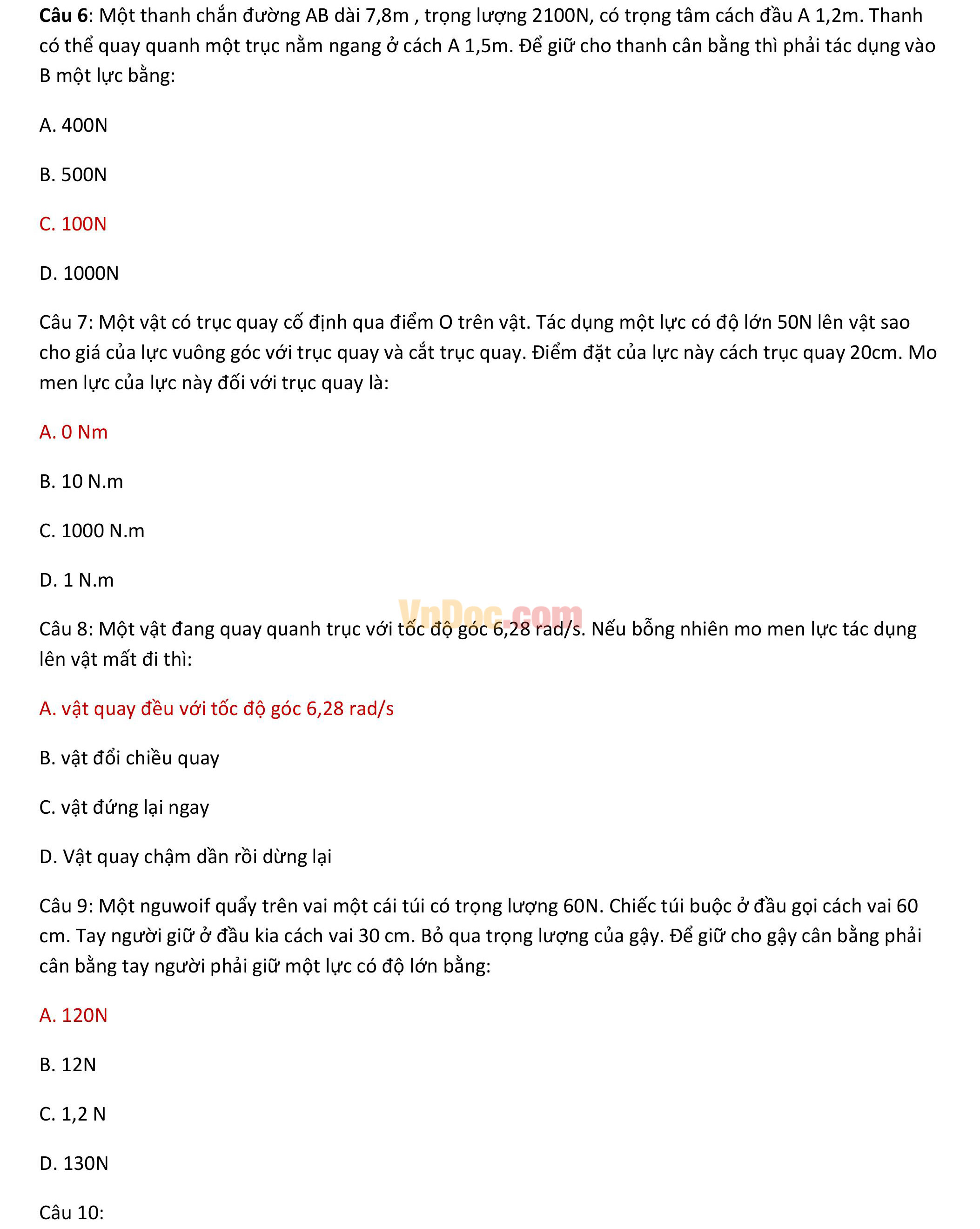 Đề thi Violympic Vật Lý lớp 10 vòng 7 Đề thi Violympic Vật Lý lớp 10 vòng 7