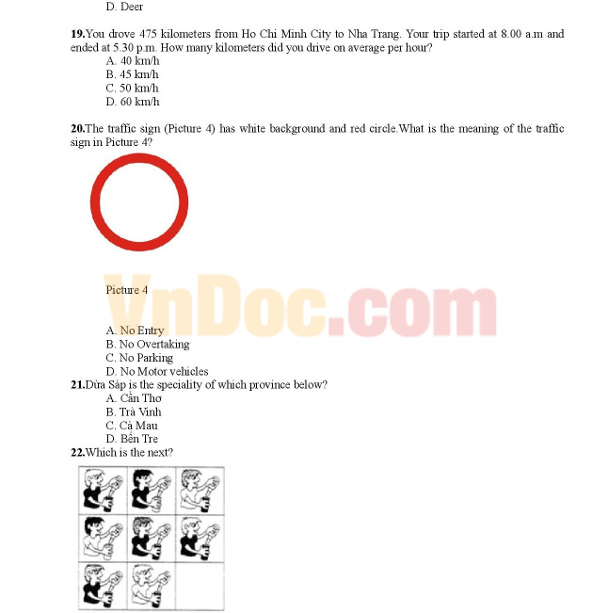 Đề thi chọn vào lớp 6 tiếng Anh chuẩn