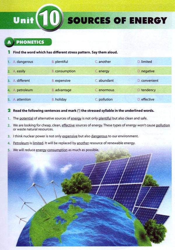 Bài tập Tiếng Anh lớp 7 Chương trình mới Unit 10 SOURCES OF ENERGY