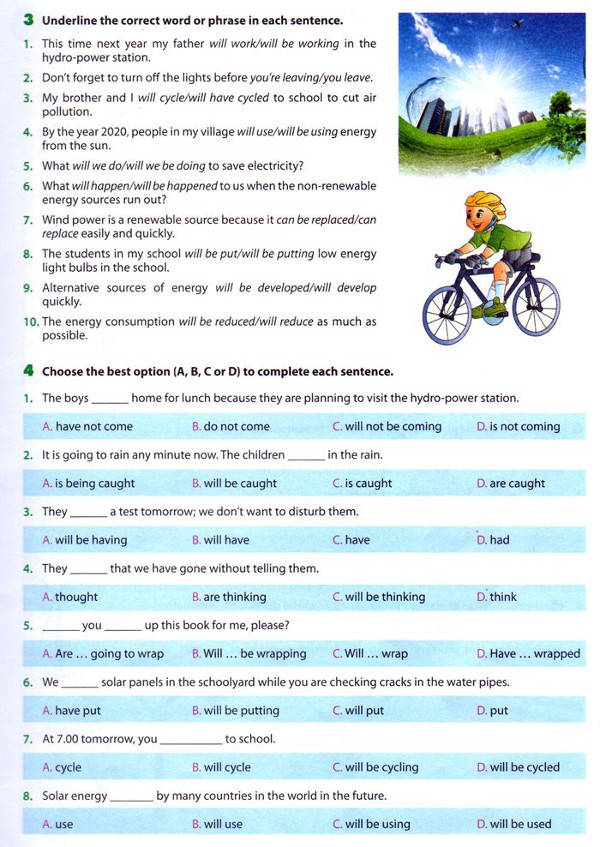 Bài tập tiếng Anh lớp 7 Thí điểm Unit 10: Sources of energy