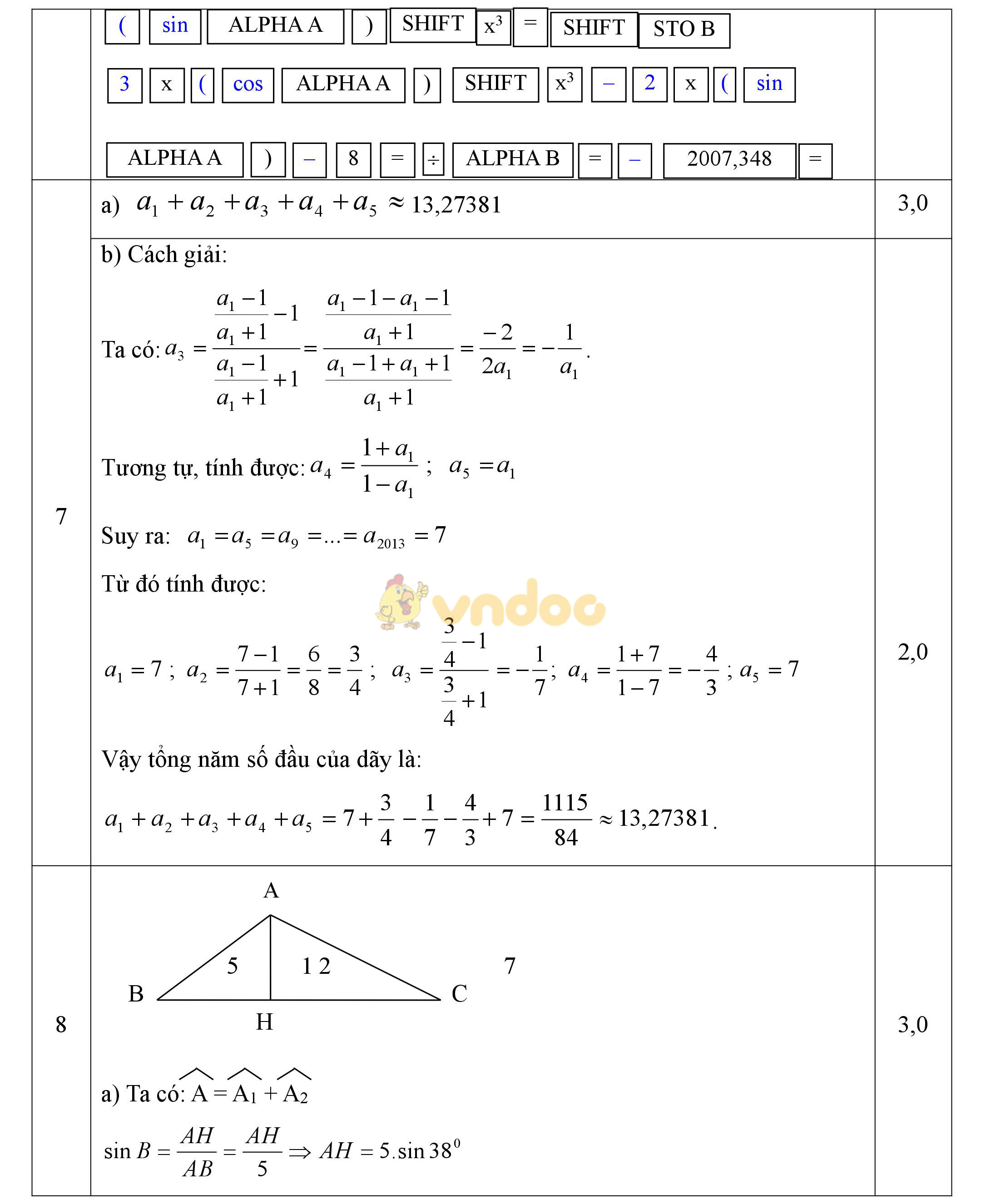 Đáp án đề thi giải toán trên máy tính cầm tay lớp 9