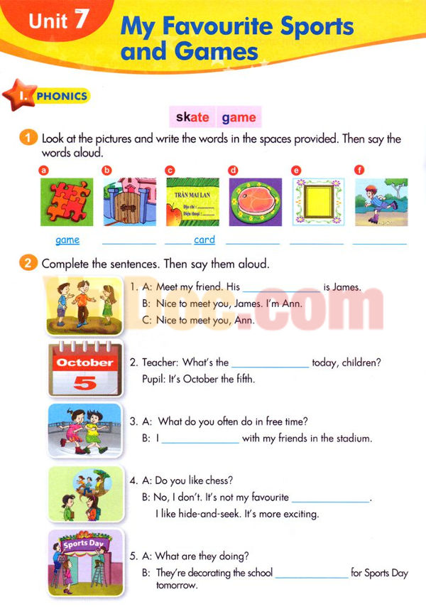 Tiếng Anh lớp 5 Chương trình mới Unit 7 MY FAVOURITE SPORTS AND GAMES