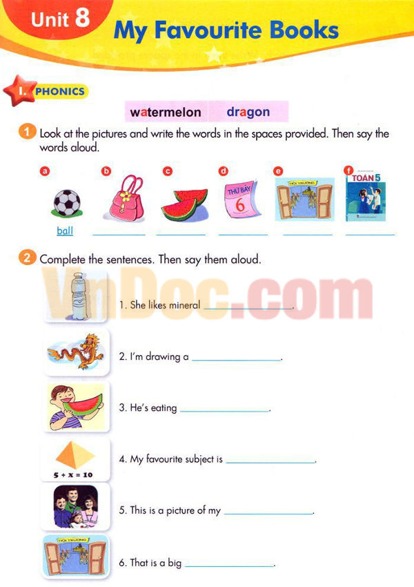 Bài tập Tiếng Anh lớp 5 Chương trình mới Unit 8 MY FAVOURITE BOOKS