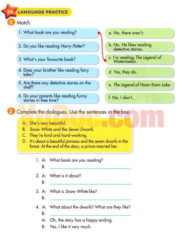 Từ vựng Tiếng Anh lớp 5 Chương trình mới Unit 8 MY FAVOURITE BOOKS