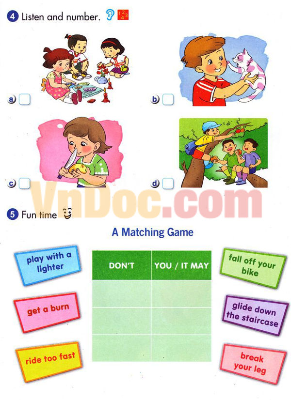 Từ vựng Tiếng Anh lớp 5 Chương trình mới Unit 13 ACCIDENT PREVENTION