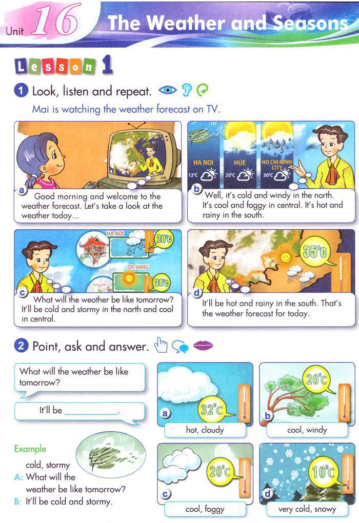 Tiếng Anh lớp 5 Chương trình mới Unit 16 THE WEATHER AND SEASONS