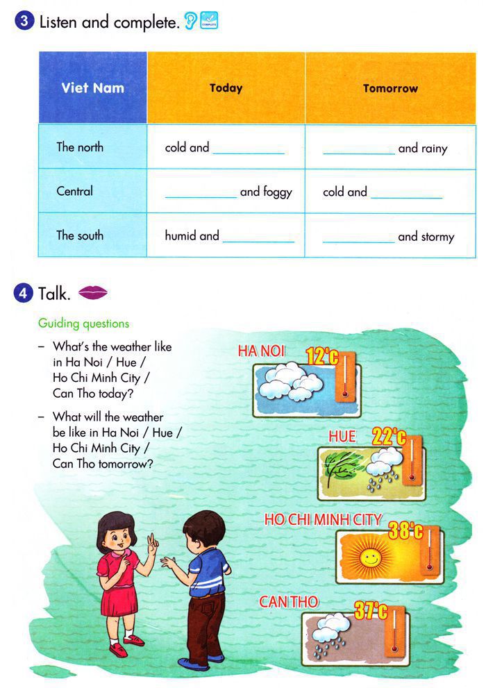 Bài tập Tiếng Anh lớp 5 Chương trình mới Unit 16 THE WEATHER AND SEASONS