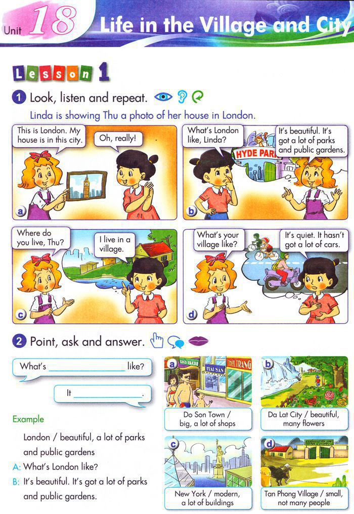 Tiếng Anh lớp 5 Chương trình mới Unit 18 LIFE IN THE VILLAGE AND CITY