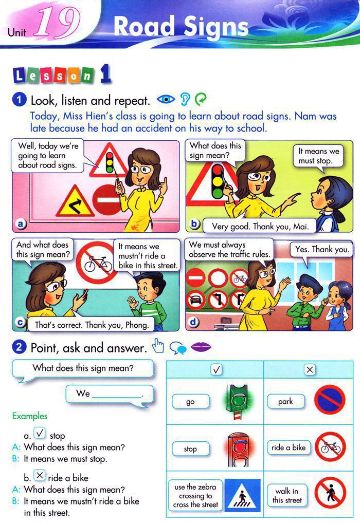 Tiếng Anh lớp 5 Chương trình mới Unit 19 ROAD SIGNS