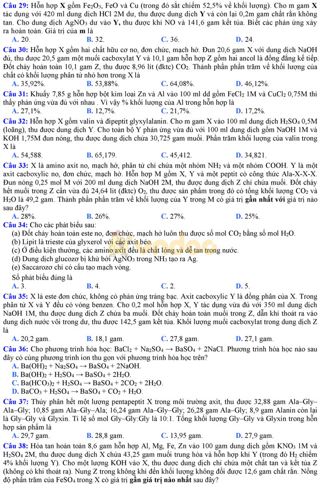 Đề thi thử THPT Quốc gia năm 2017 môn Hóa học có đáp án