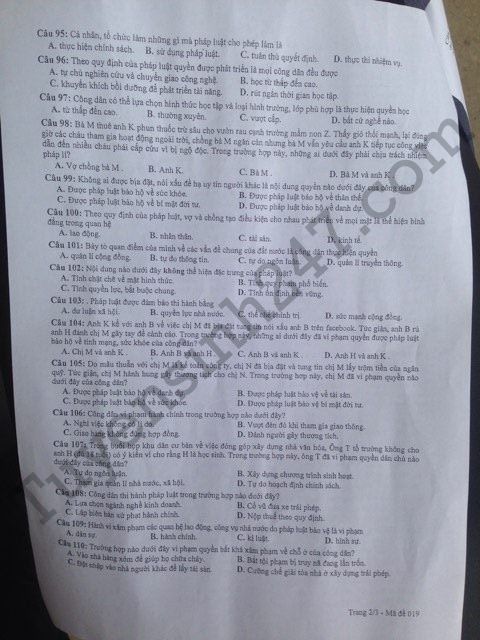 Đề thi thử THPT Quốc gia năm 2017 môn GDCD