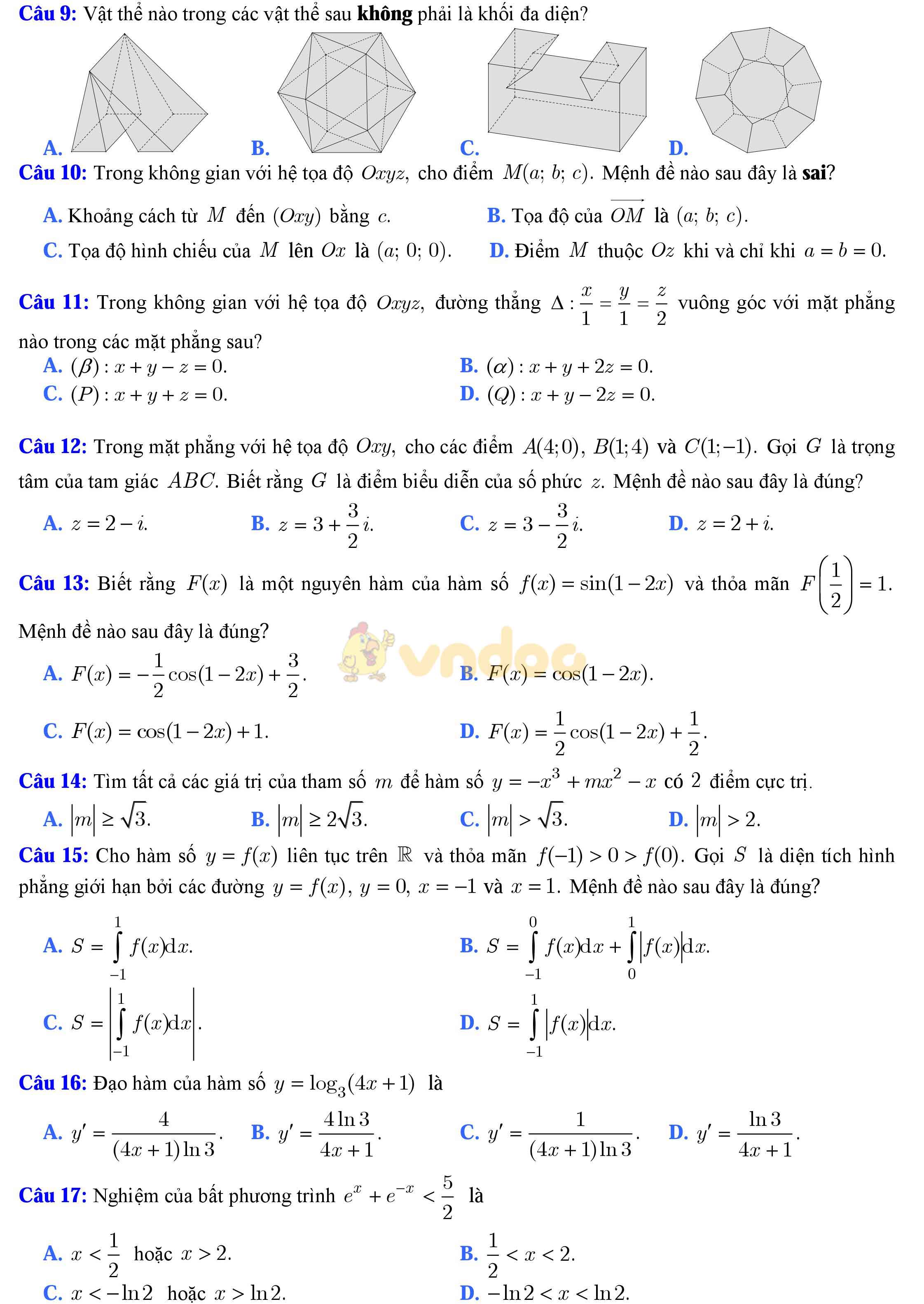 Đề thi thử THPT Quốc gia năm 2017 môn Toán