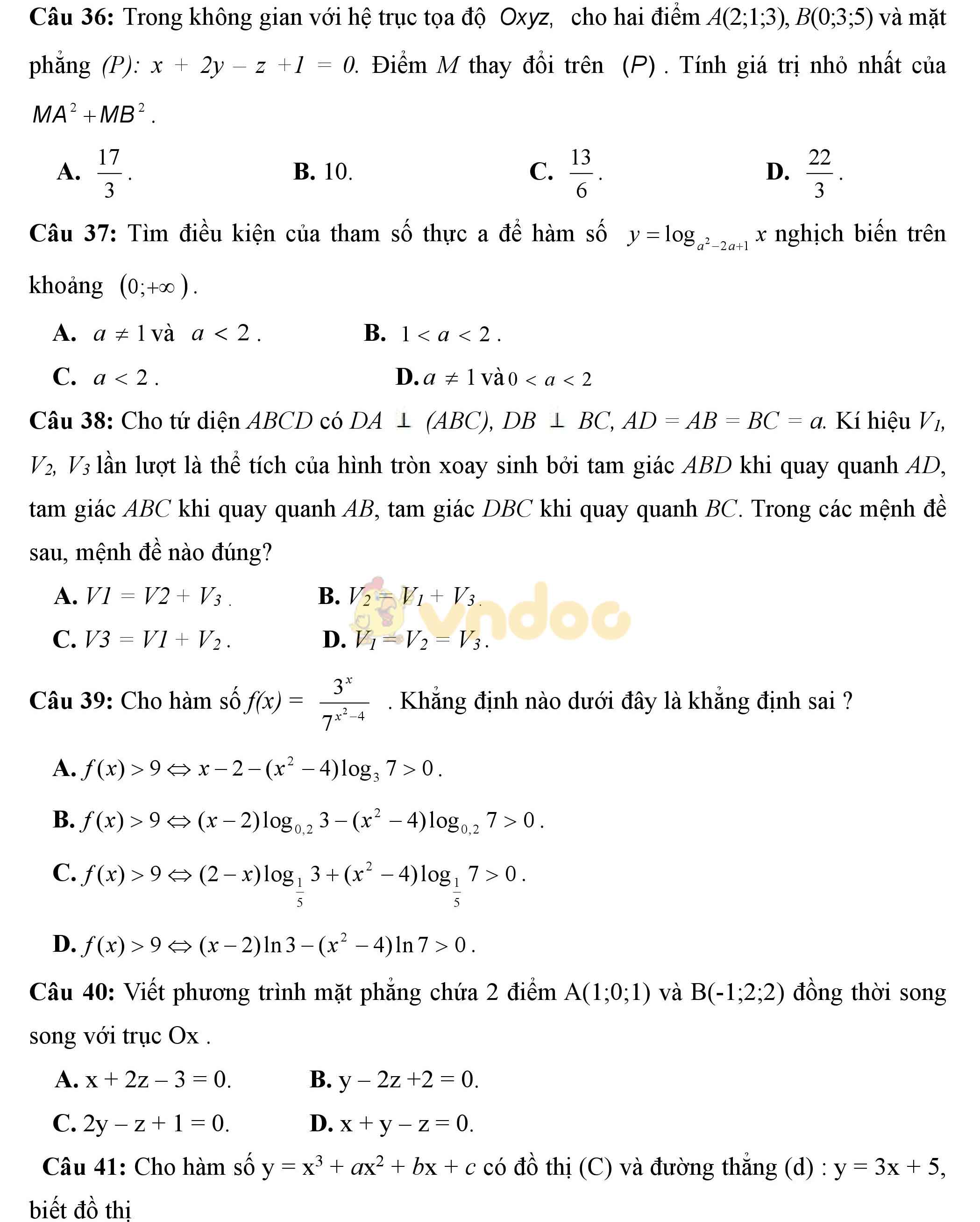 Đề thi thử THPT Quốc gia năm 2017 môn Toán Đề thi thử THPT Quốc gia năm 2017 môn Toán