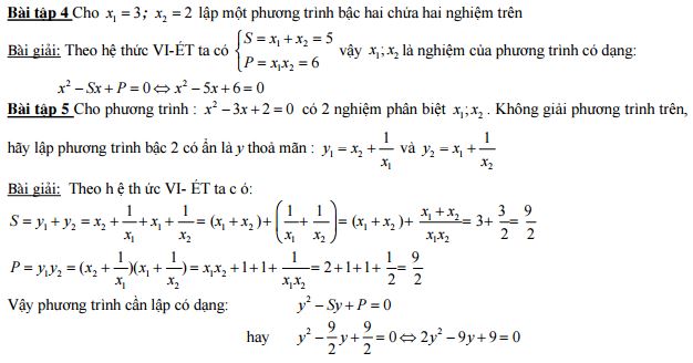 Bài tập phương trình bậc hai