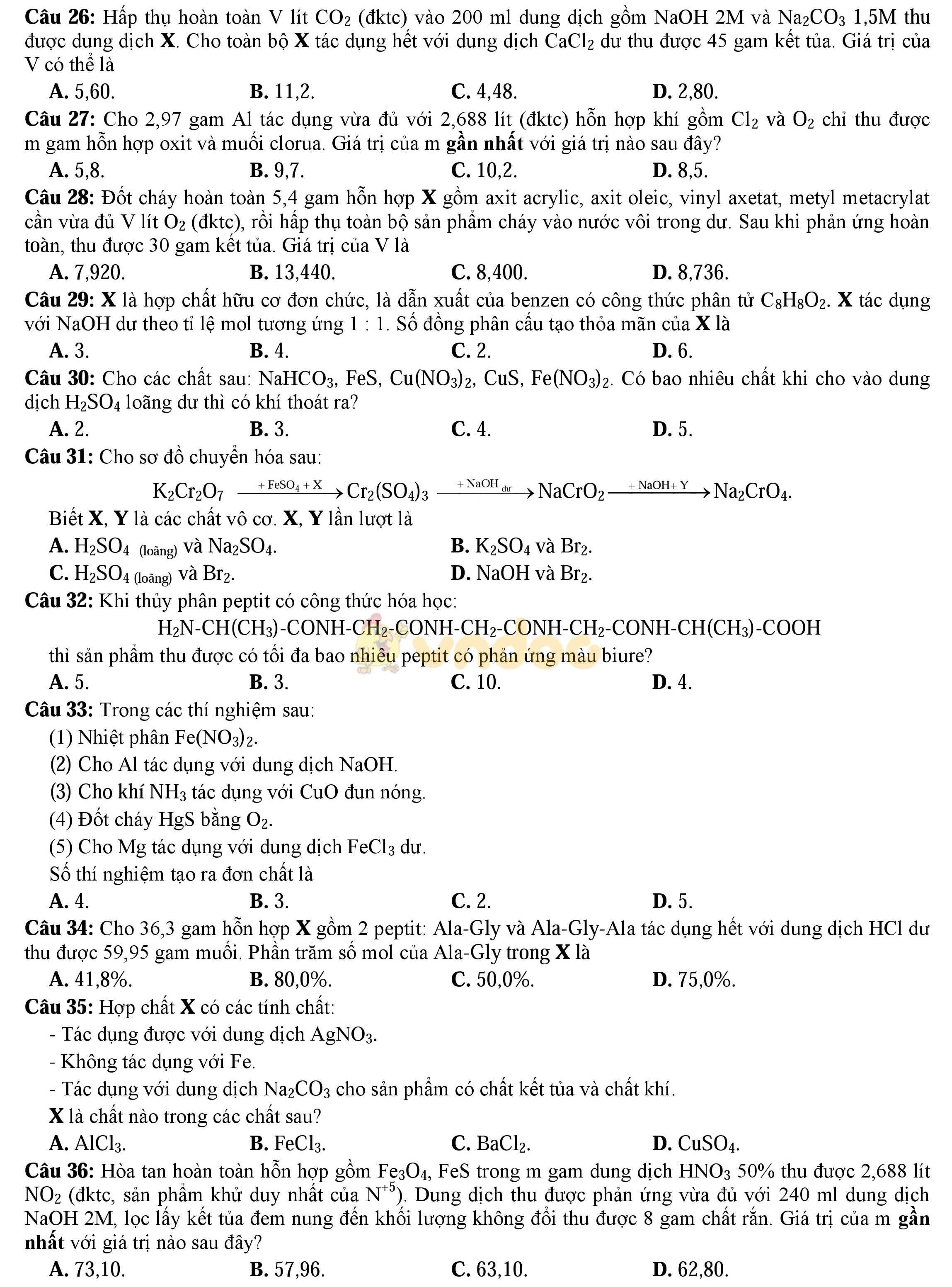 Đề thi thử THPT Quốc gia năm 2017 môn Hóa học