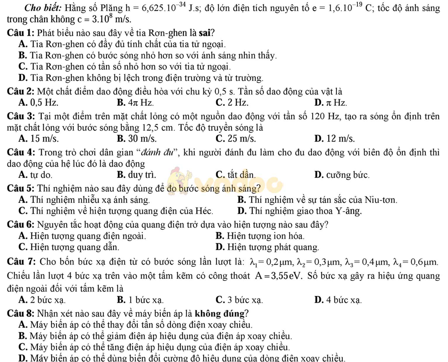 Đề thi thử THPT Quốc gia năm 2017 môn Vật lý