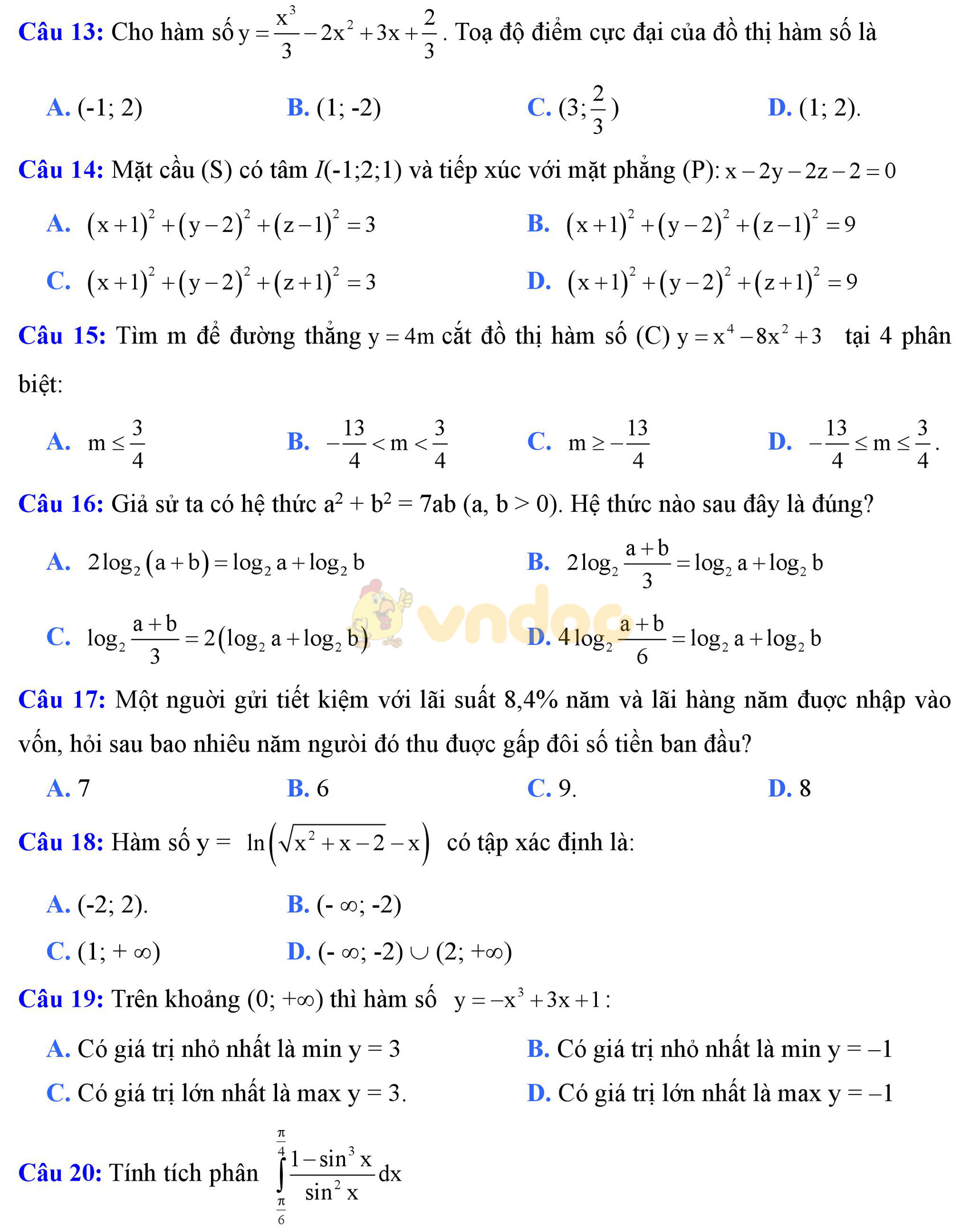 Đề thi thử THPT Quốc gia năm 2017 môn Toán
