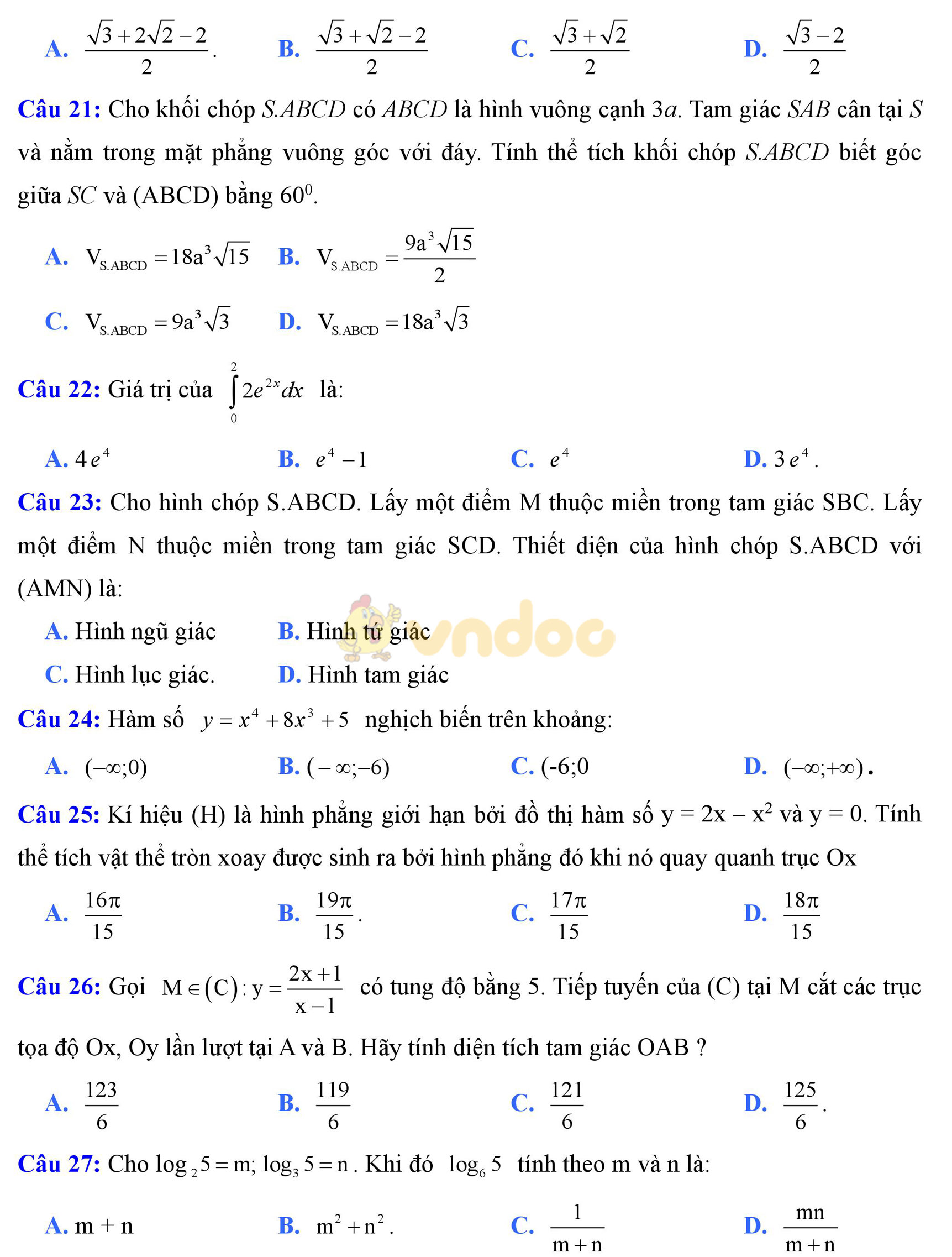 Đề thi thử THPT Quốc gia năm 2017 môn Toán