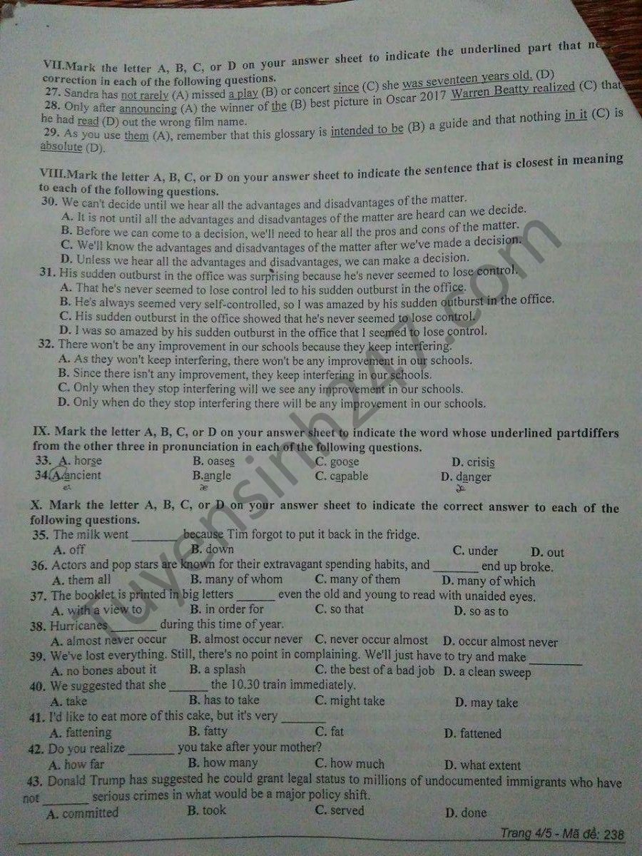 Tài liệu bồi dưỡng luyện thi THPT quốc gia môn: Tiếng Anh