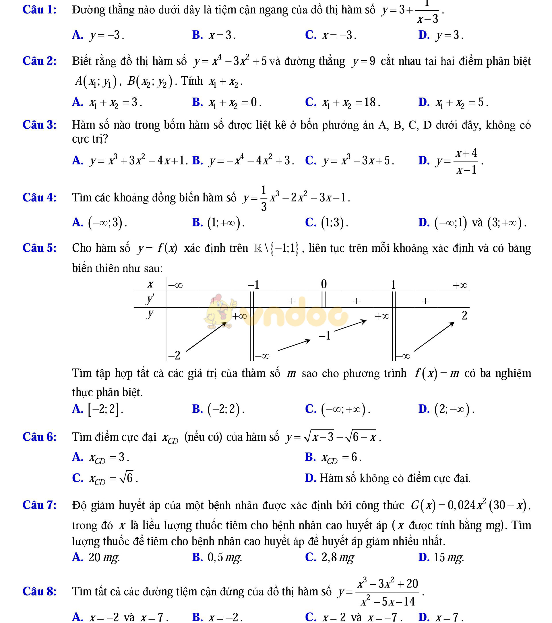 Đề thi thử THPT Quốc gia năm 2017 môn Toán