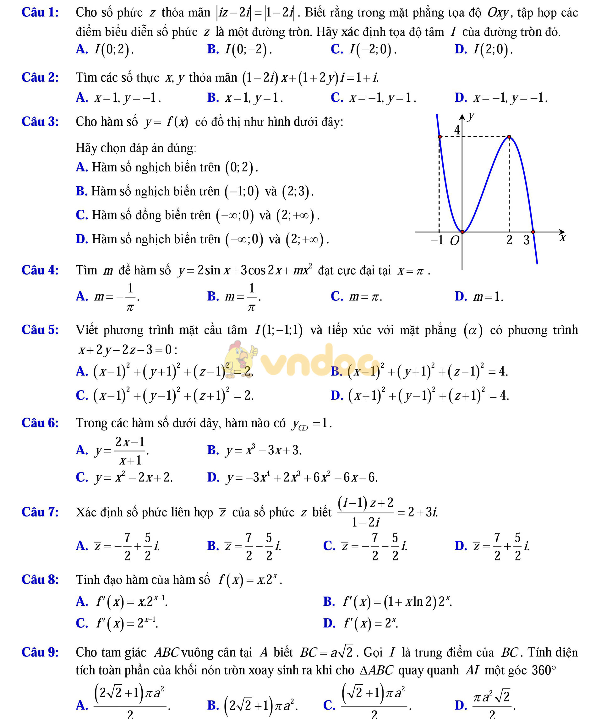 Đề thi thử THPT Quốc gia năm 2017 môn Toán