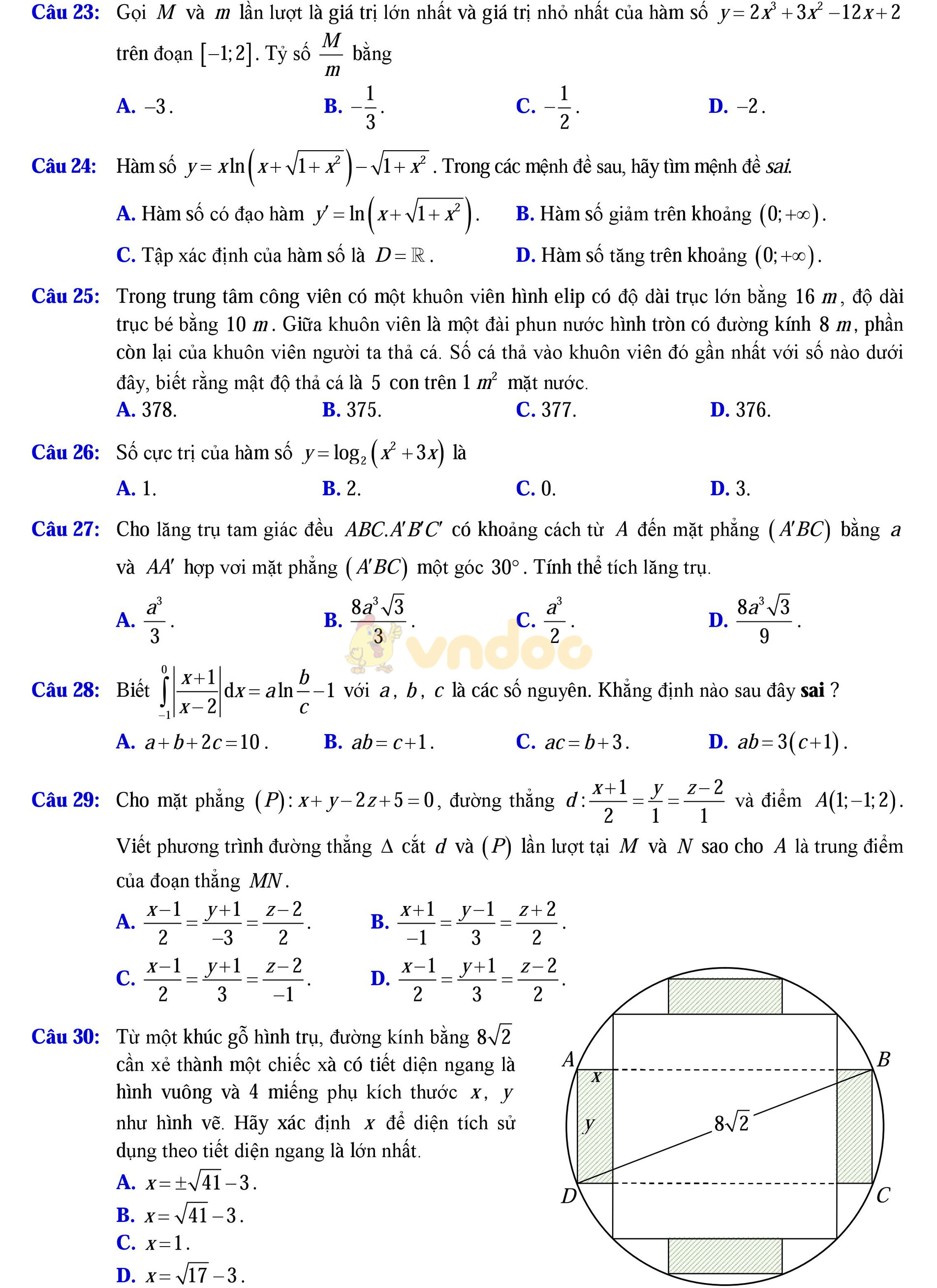 Đề thi thử THPT Quốc gia năm 2017 môn Toán