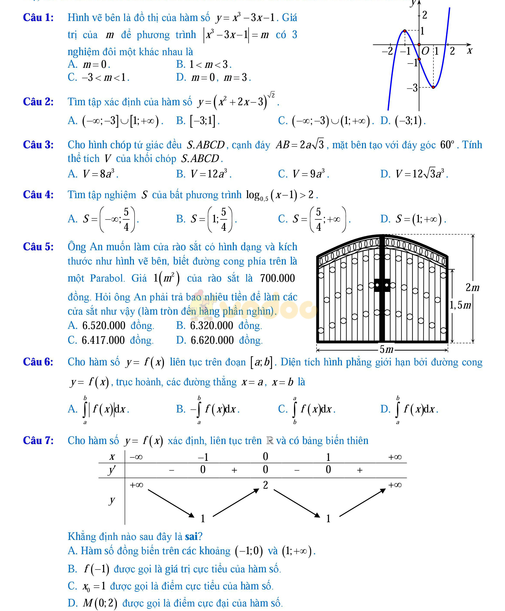 Đề thi thử THPT Quốc gia năm 2017 môn Toán