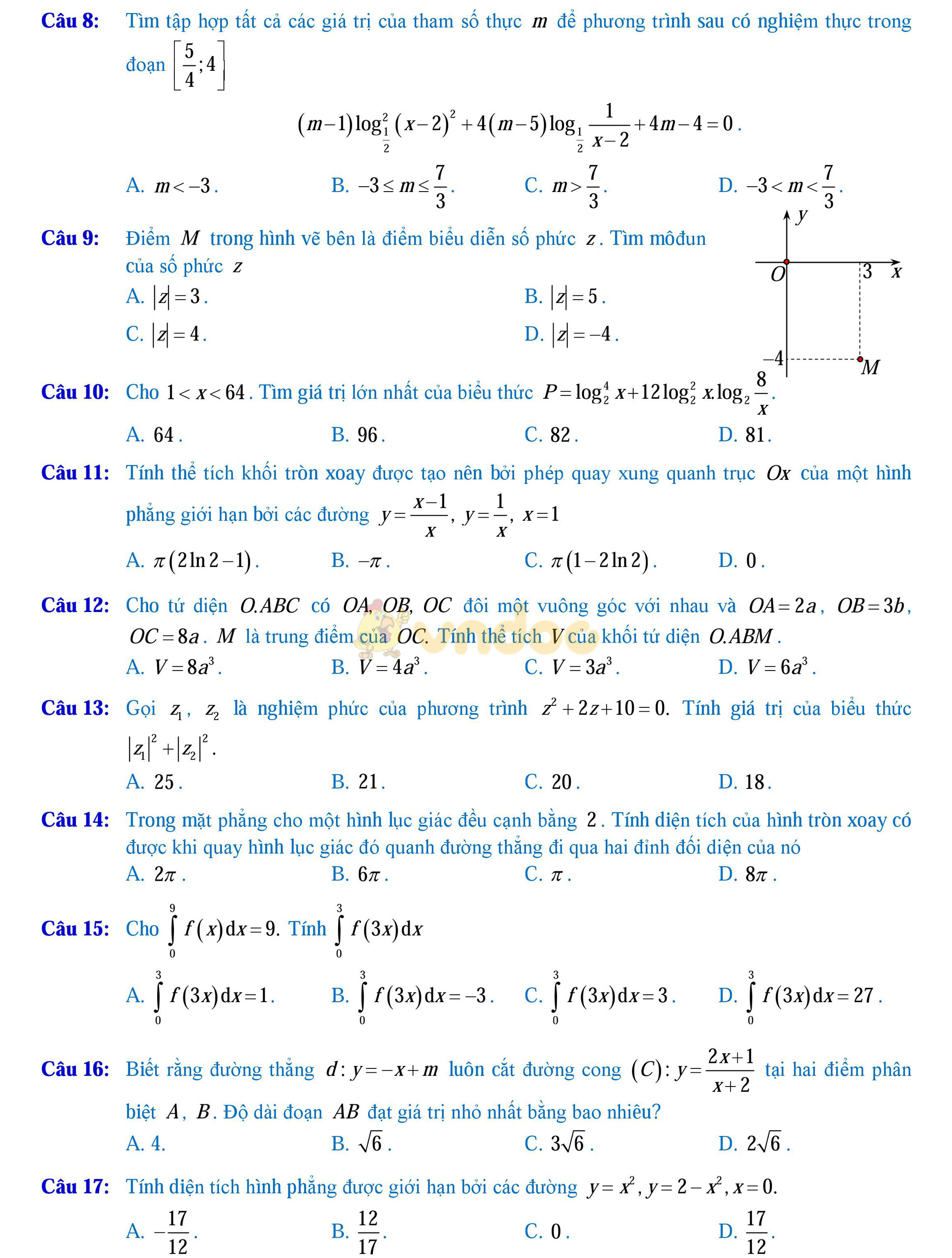 Đề thi thử THPT Quốc gia năm 2017 môn Toán