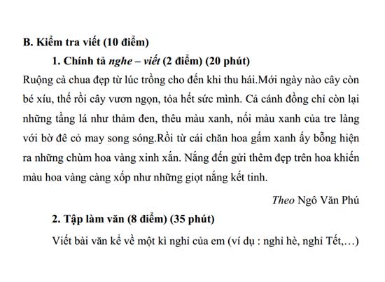 Hướng dẫn ra đề thi học kì 2 môn Tiếng Việt lớp 4, 5 t