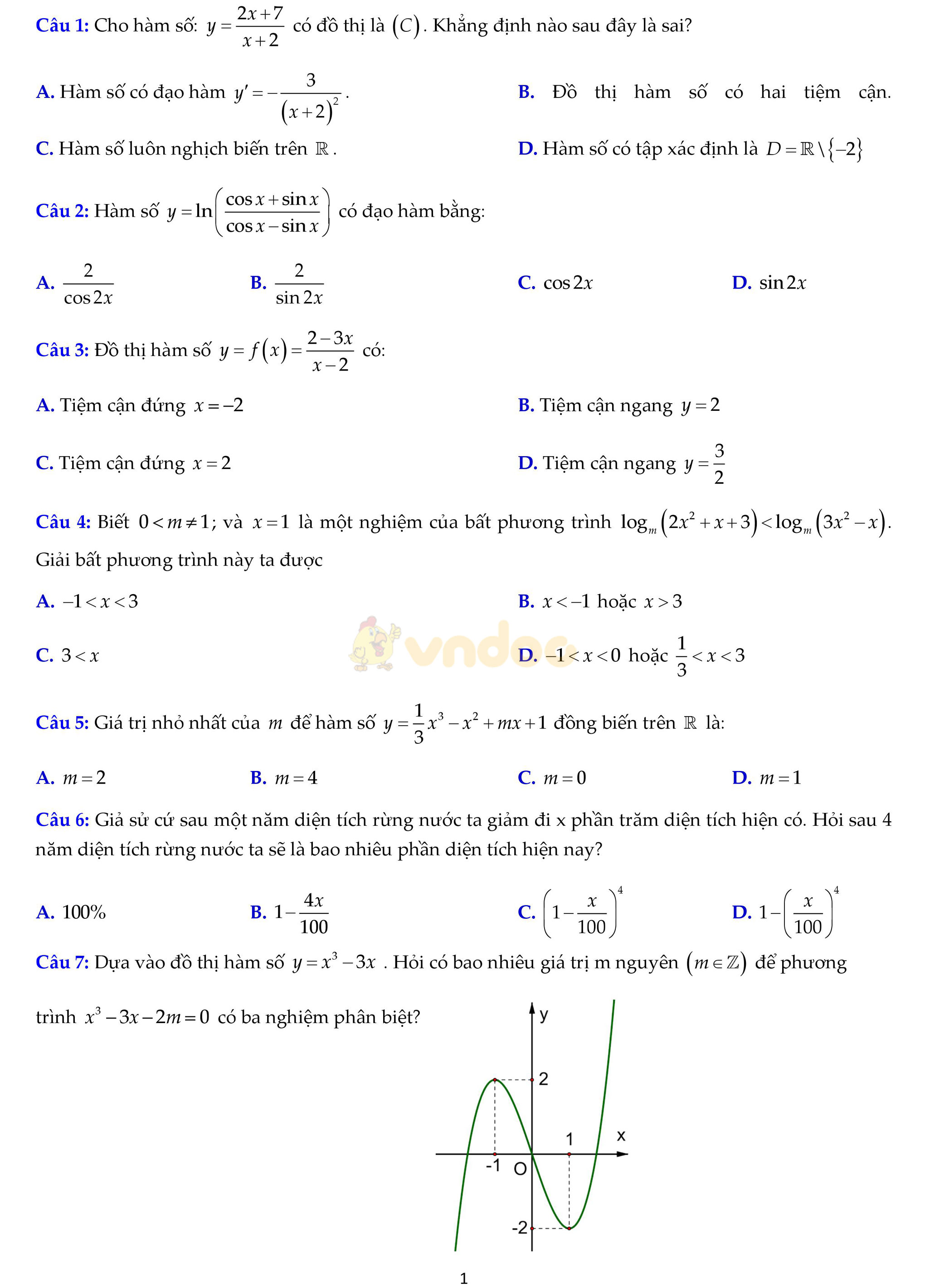 Đề thi thử THPT Quốc gia năm 2017 môn Toán