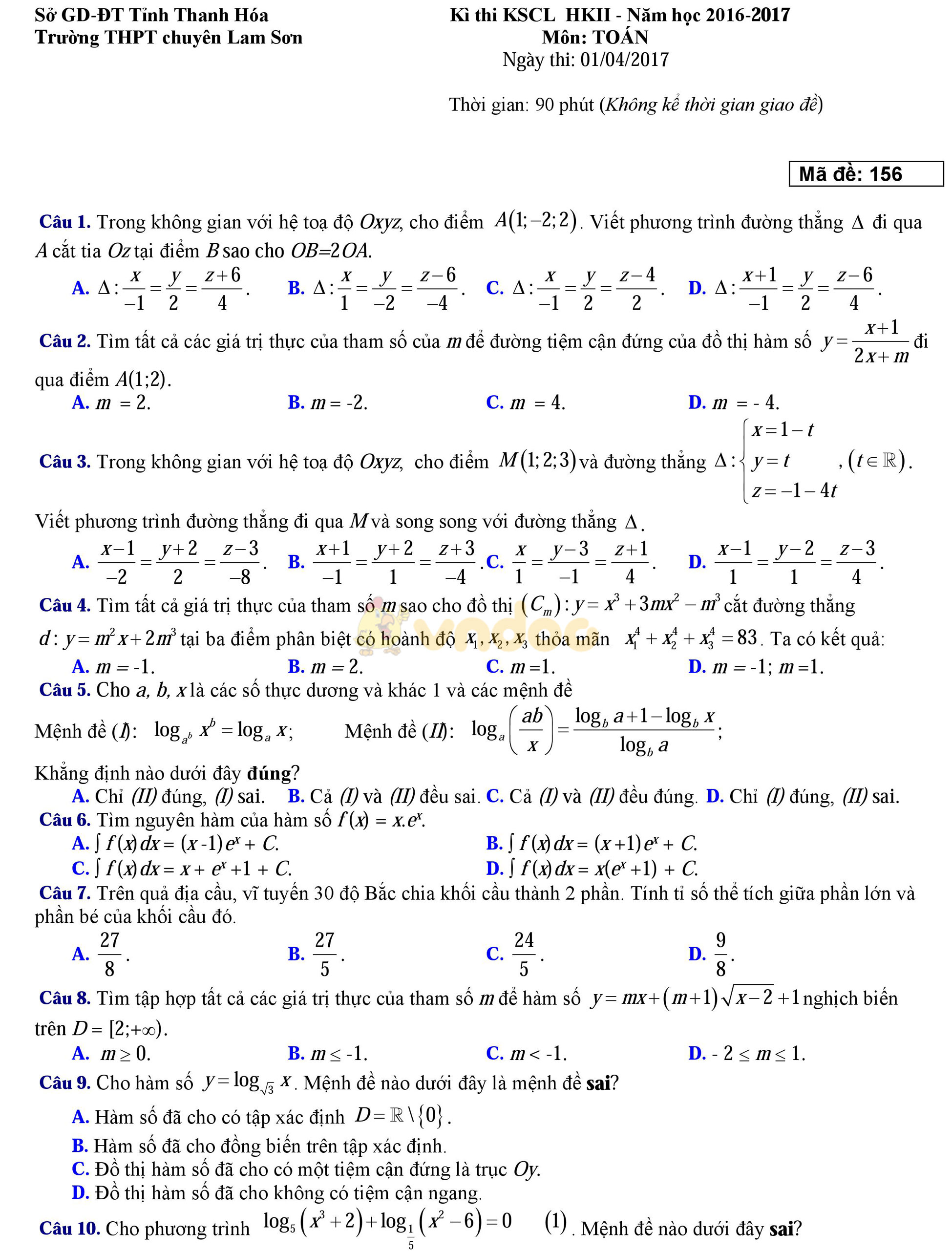 Bộ đề thi thử THPT Quốc gia năm 2017 môn Toán Bộ đề thi thử THPT Quốc gia năm 2017 môn Toán