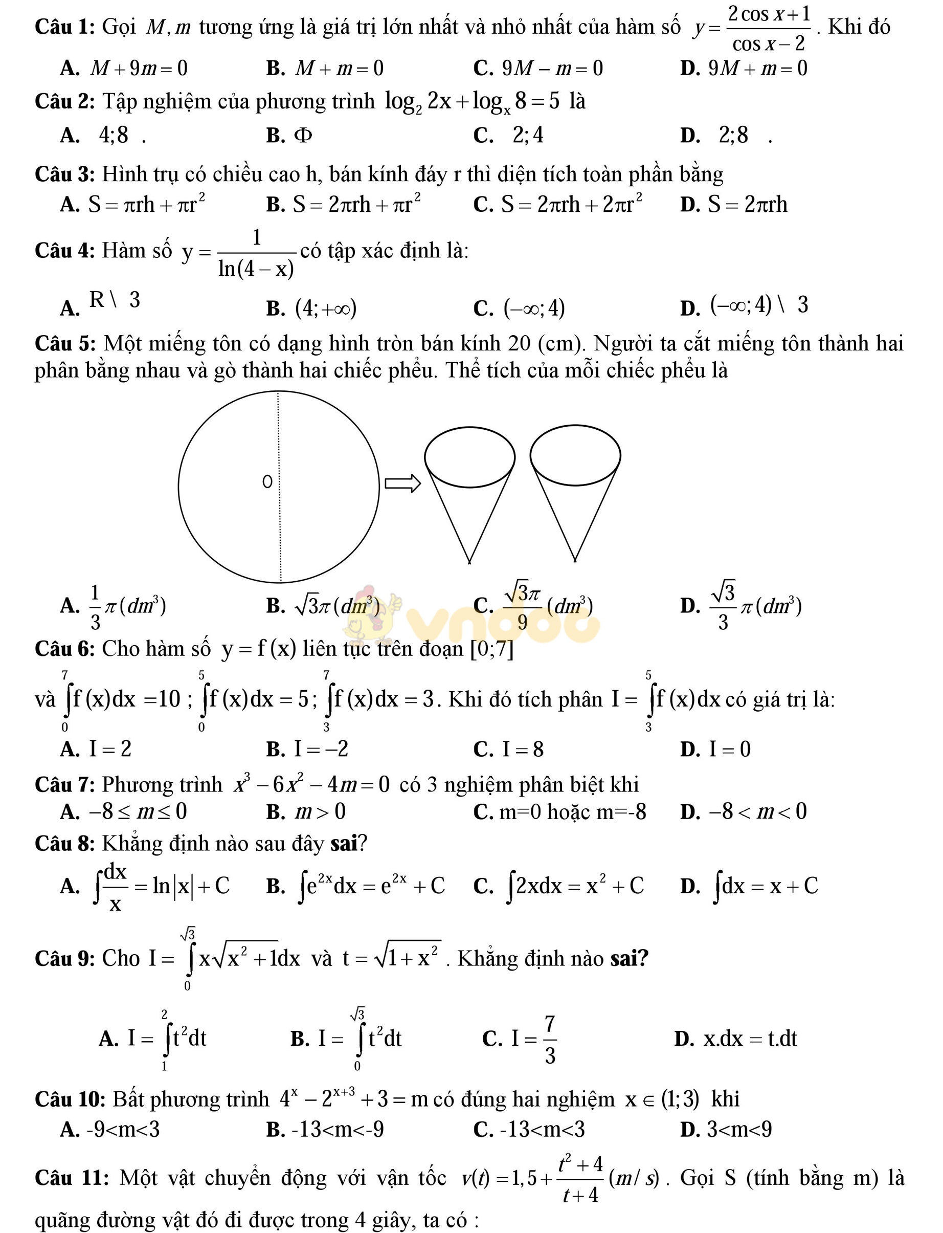 Đề thi thử THPT Quốc gia năm 2017 môn Toán