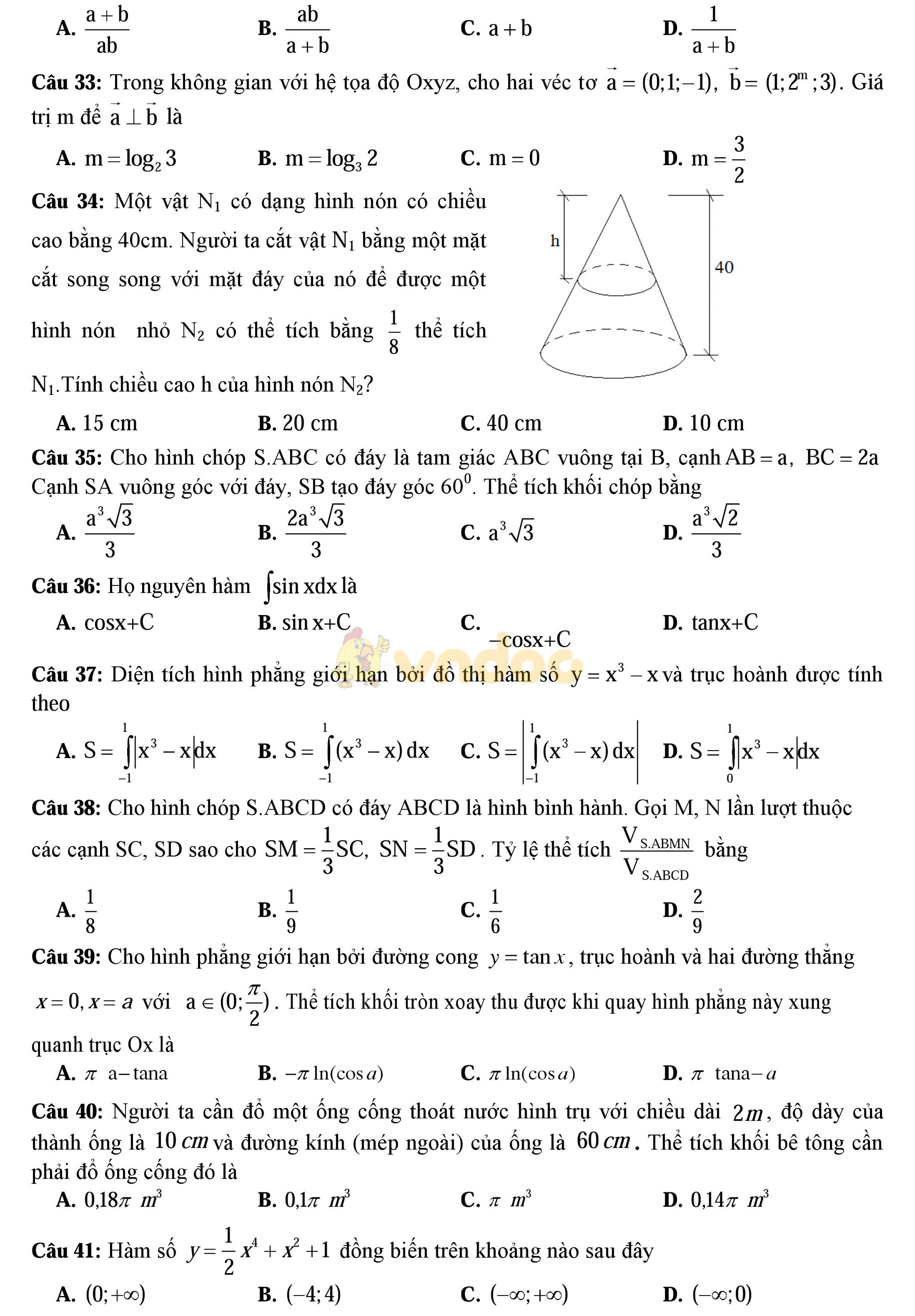 Đề thi thử THPT Quốc gia năm 2017 môn Toán