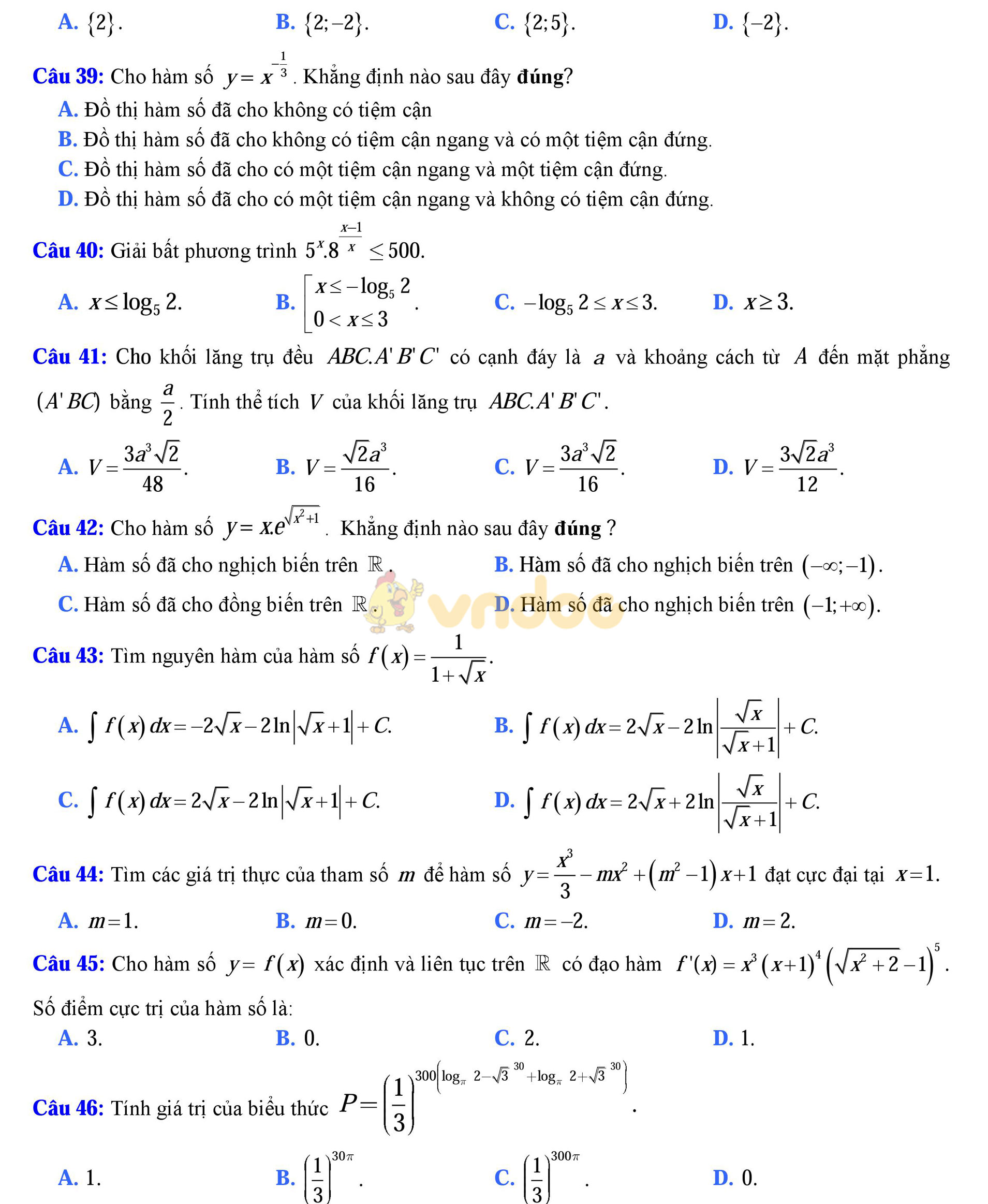 Đề thi thử THPT Quốc gia năm 2017 môn Toán
