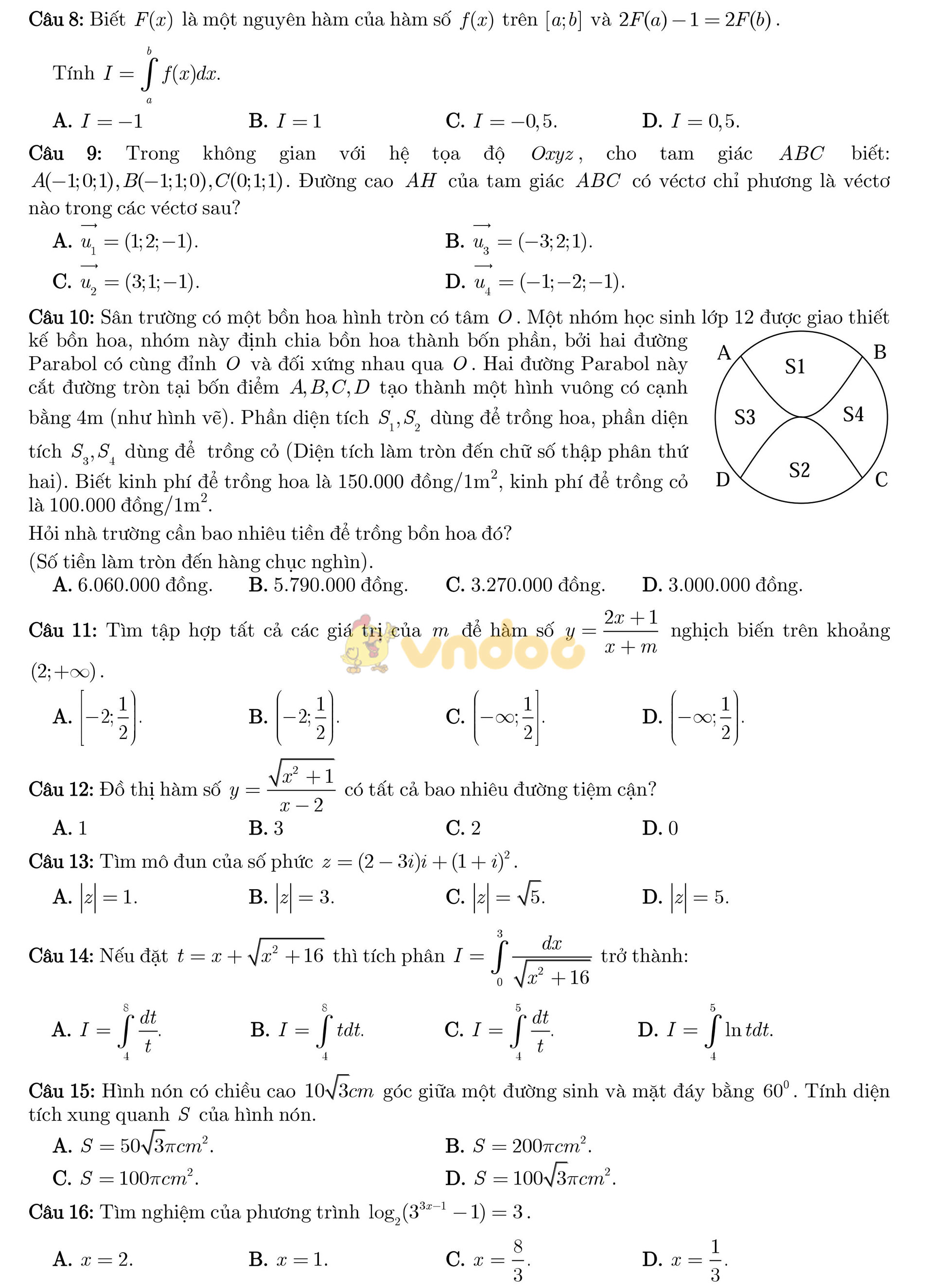 Đề thi thử THPT Quốc gia năm 2017 môn Toán